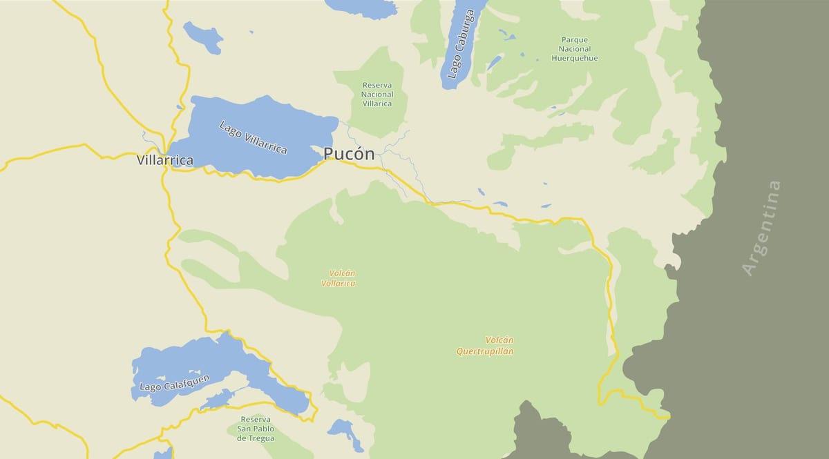 Pucon, Şili haritası 