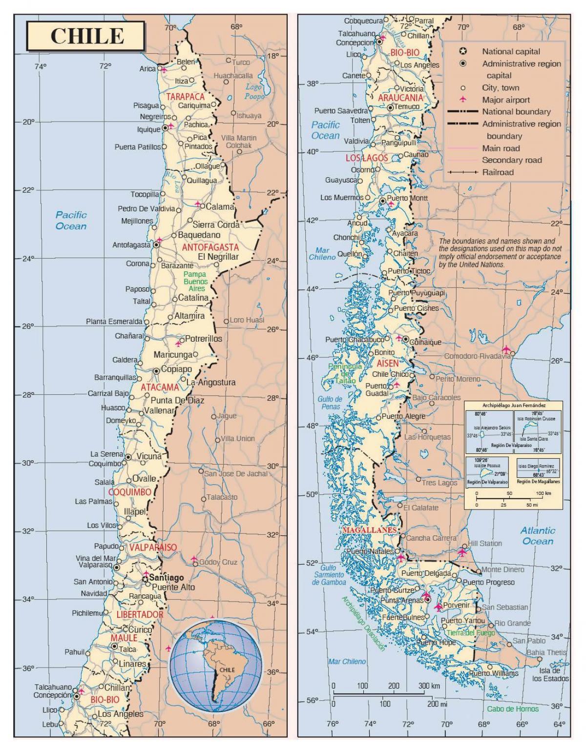 Şili şehirleri haritası 
